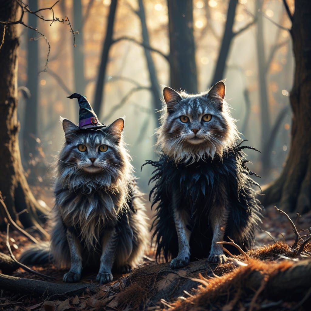 Spooky Halloween Animals in Fantasy Forest Photography