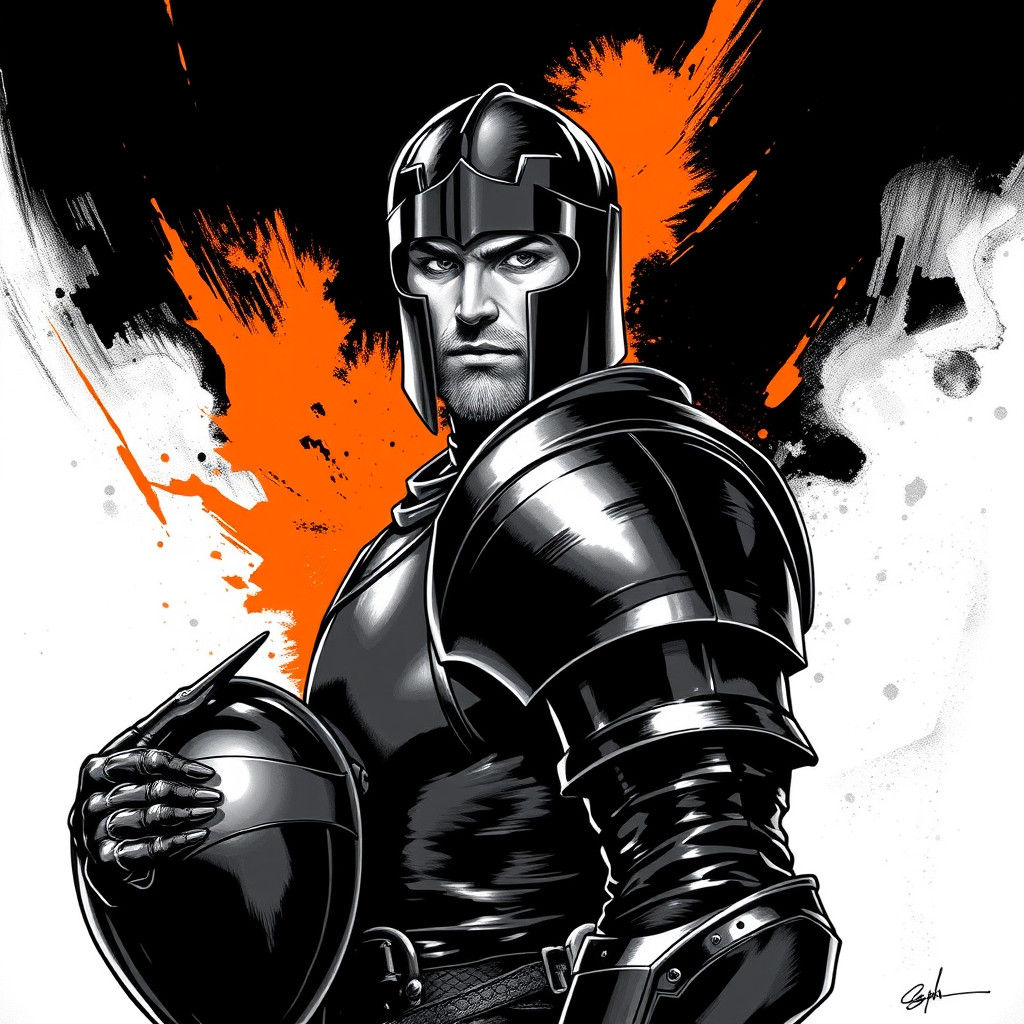 Sir Lancelot in Armor: Comic Book Portrait