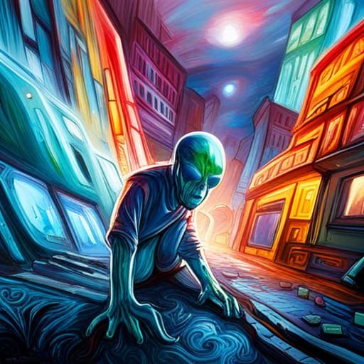 Colorful Alien Graffiti Art in Street Style