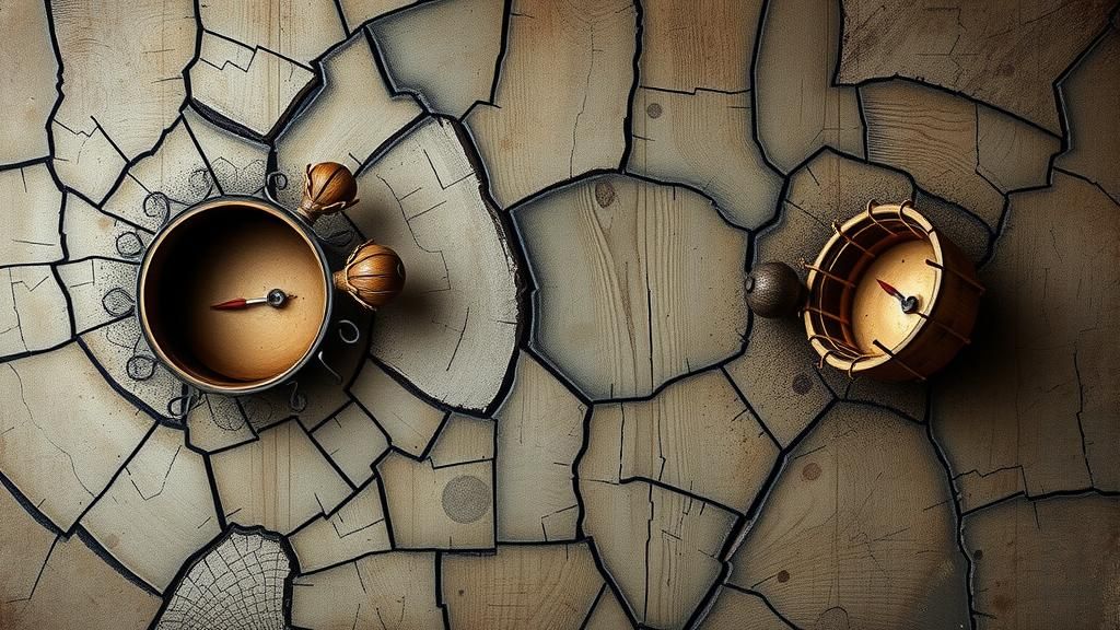 Surreal Art on Aged Wood with Muted Colors