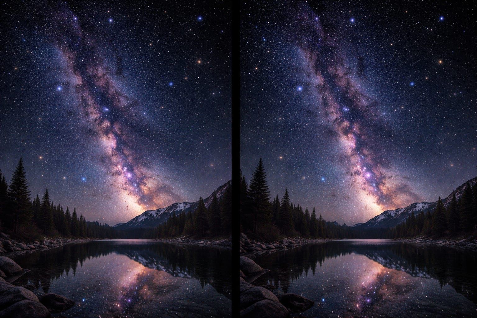 Stereo pair of images of the night sky.