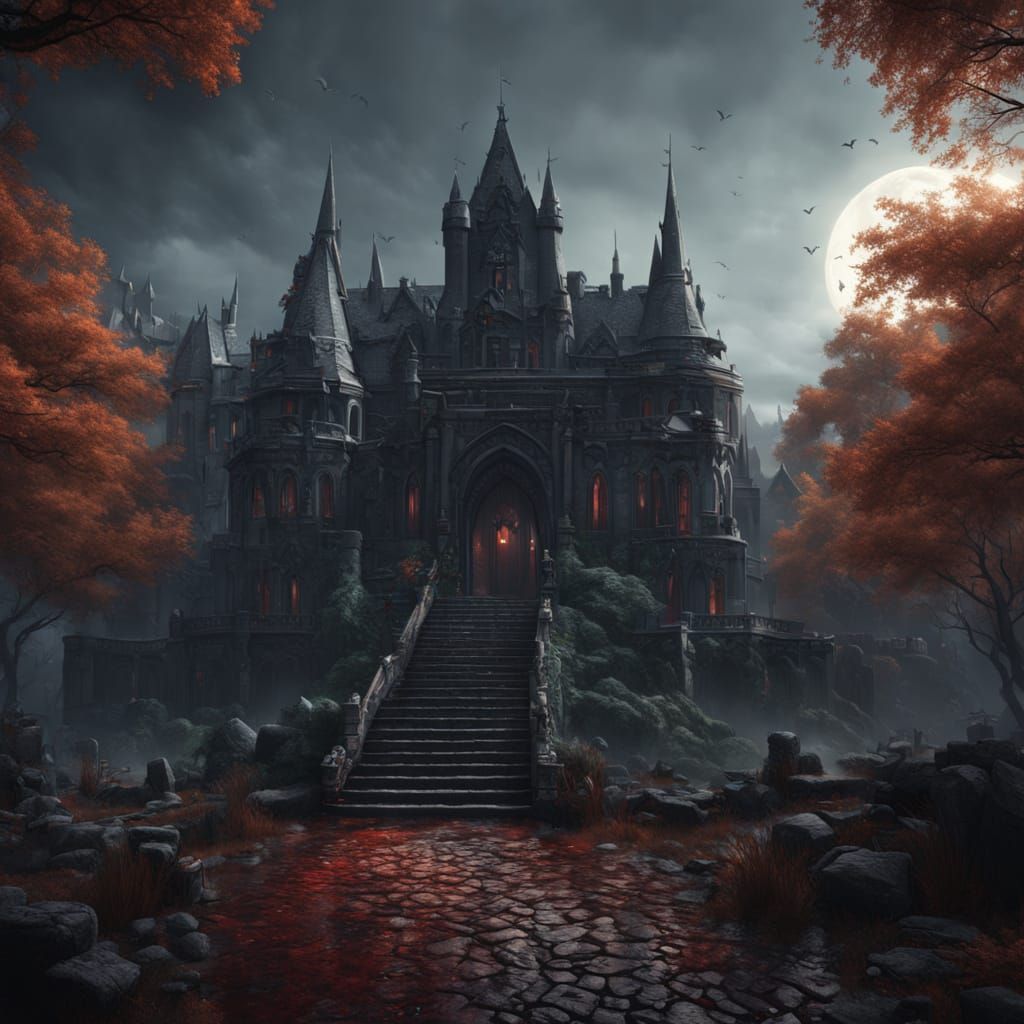 Detailed Vampire Matte Painting in Deep Color