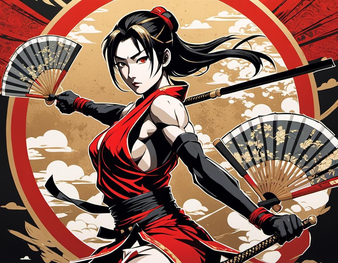 Vintage Anime Pin-Up: Mai Shiranui, Female Ninja