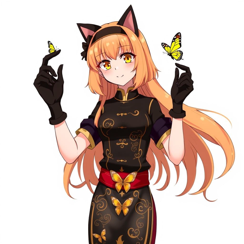 Confident Manga Girl with Butterfly