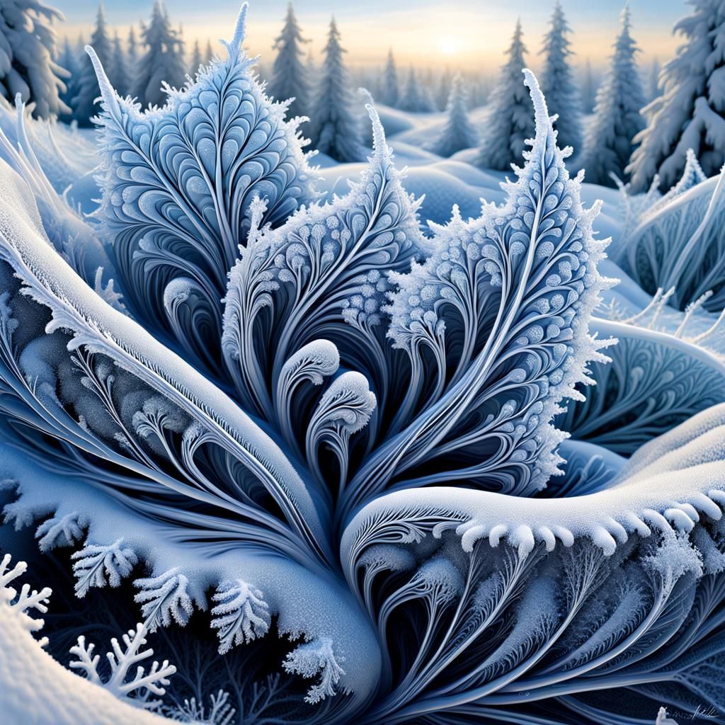 Fractal Frost: Intricate Winter Landscape