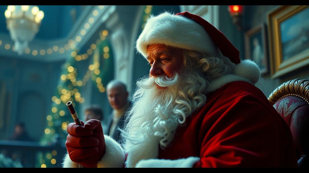 Santa Claus in Cinematic Film Still