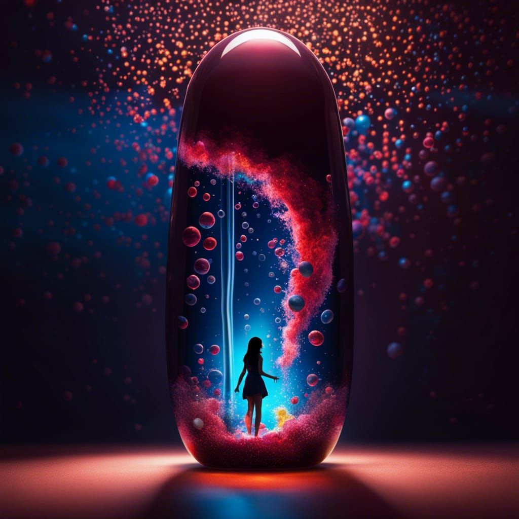 Girl in Lava Lamp: Minimalist Spacecore Art