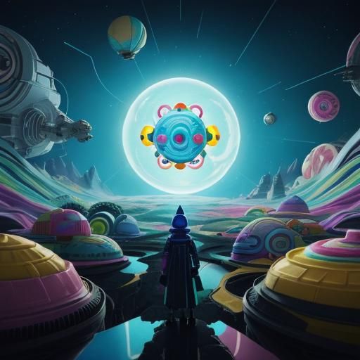 Sci-Fi Scene in Candyland Art Style