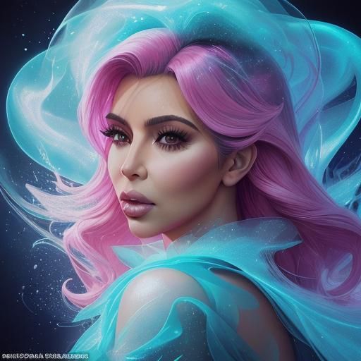 Kim Kardashian as Glenda, Hyperrealistic Splash Art