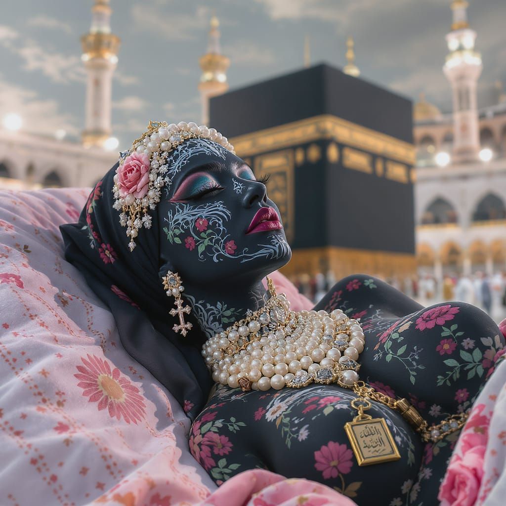 Asian Woman in Hijab with Pearl Jewelry