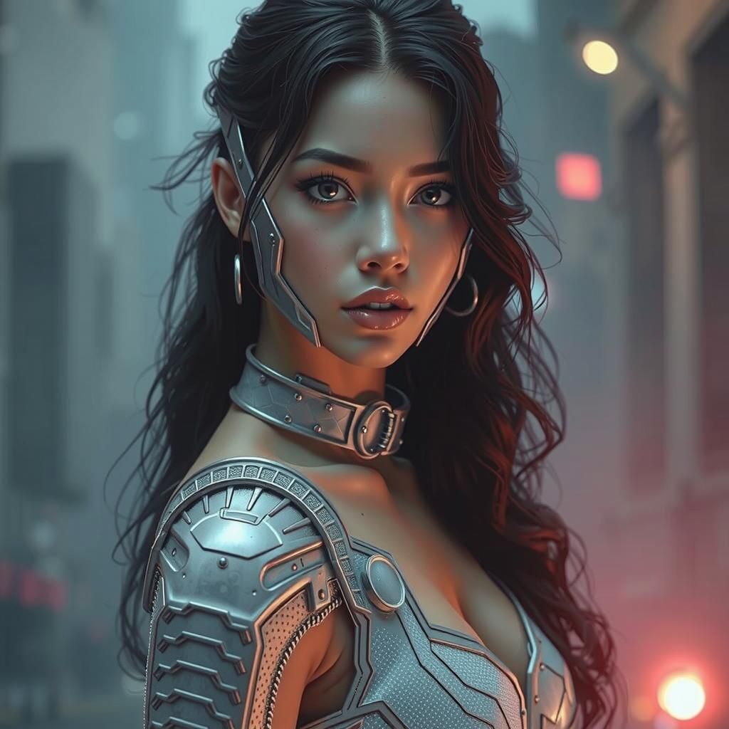 Cyberpunk Ninja Knight in Futuristic Cityscape