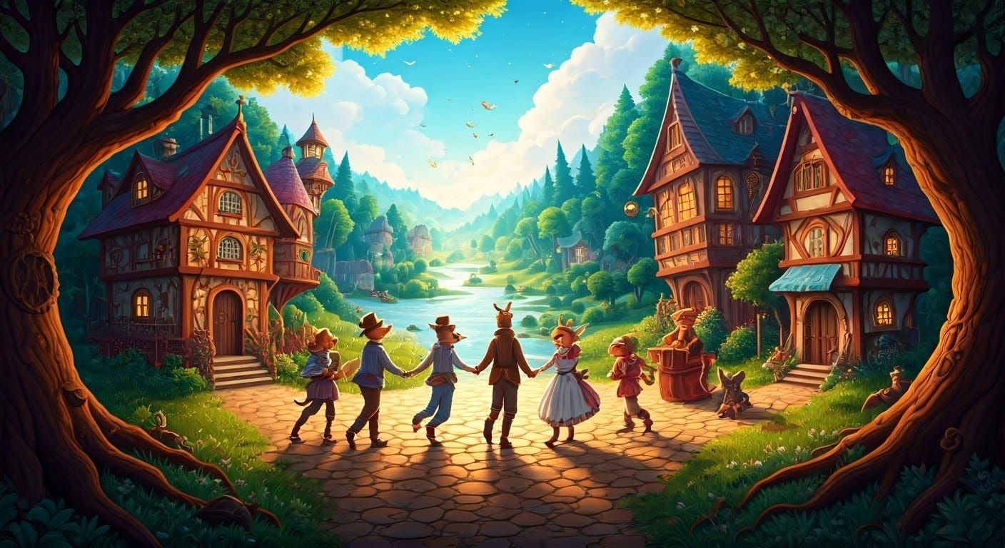 Spring morning dance in the village