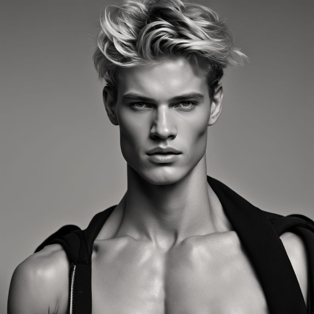 Chiseled Dior Model in Sleek Black and White