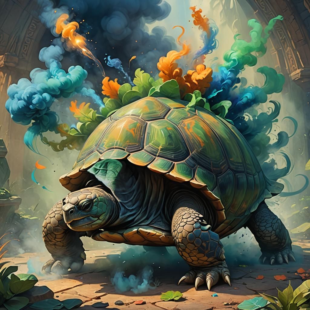 Fantastical Tortoise Concept Art in Vibrant Colors