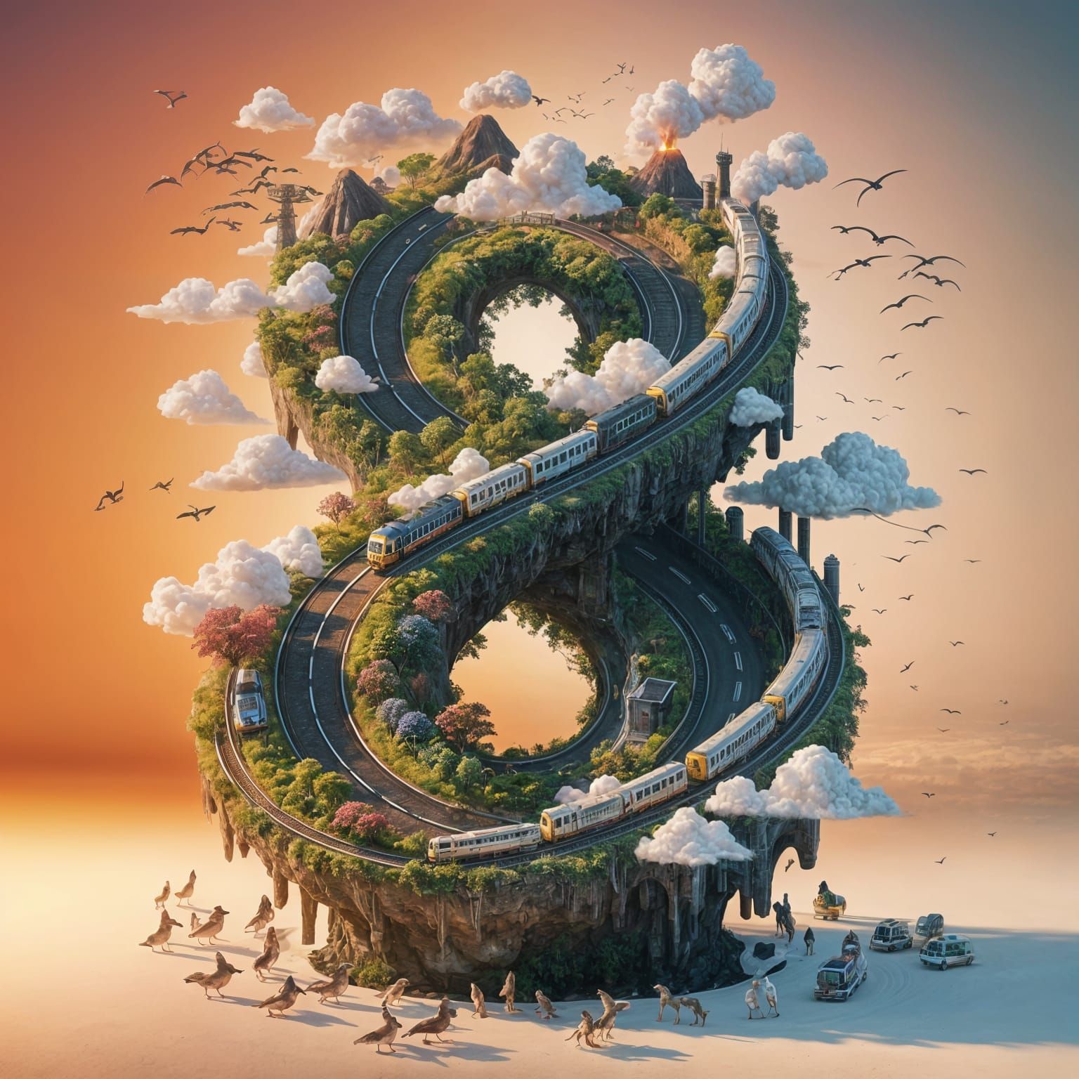 Vibrant 3D World Thrives Within an Eight-Shaped Landscape