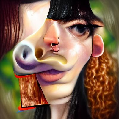Hyperrealistic Portrait of Goth Girl with Big Nose