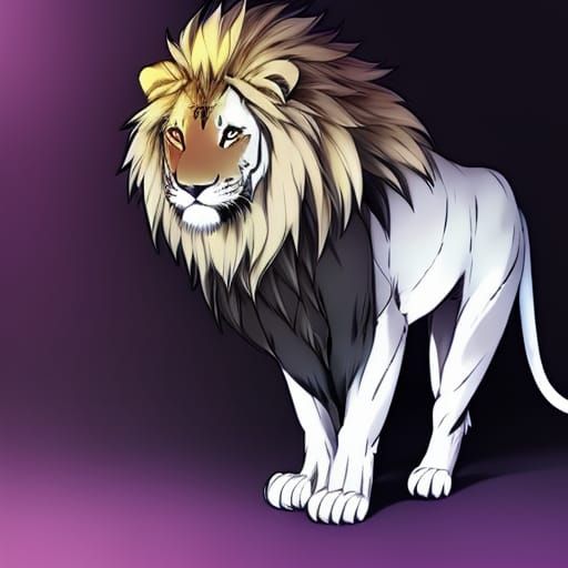 Lion and Tiger Hybrid in Anime Style