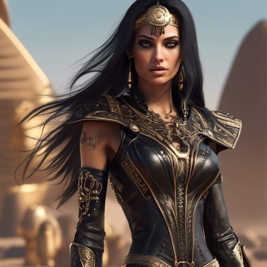 Cyberpunk Cleopatra with Tattoos in High Detail