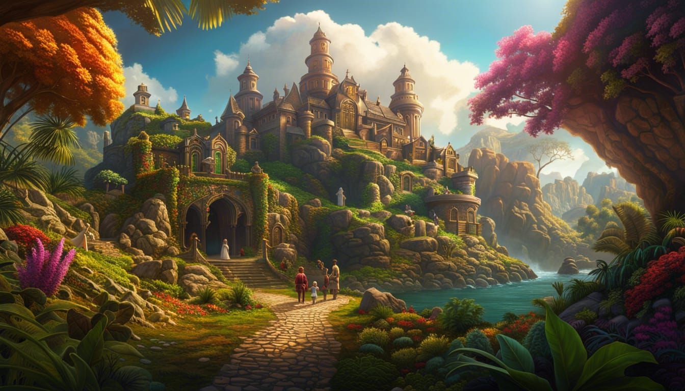 Lush Fantasy Island Scene in Digital Matte Painting