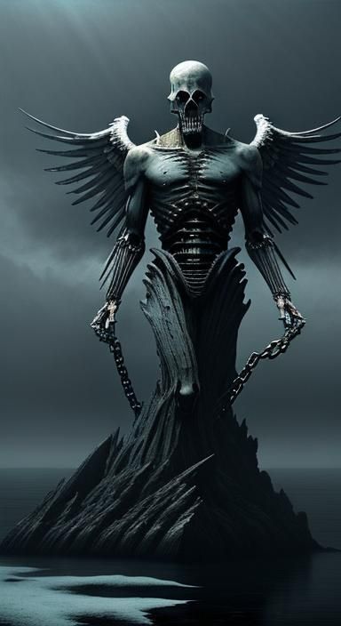 Forsaken Angel Submerged in a Biomechanical Nightmare