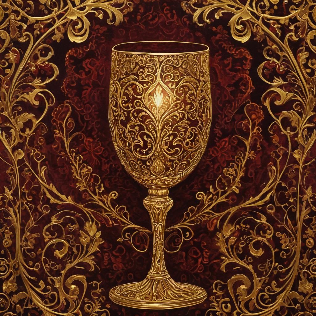 Ornate Wine Goblet in Fauvist Oil Painting Style
