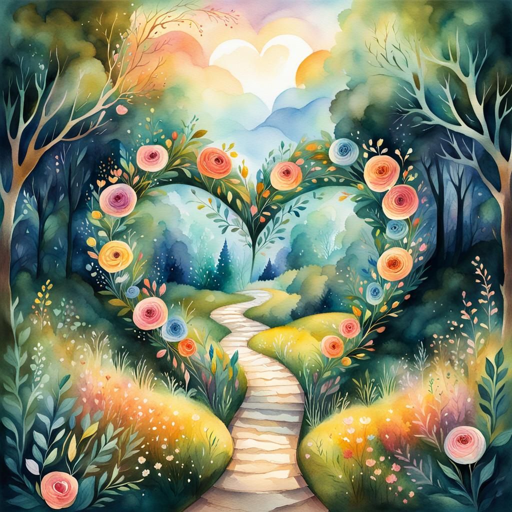 Floral Goodbye: Watercolor Illustration in Alphonse Mucha St...