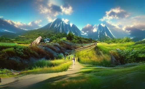 Mountain Path in Anime Key Visual Style