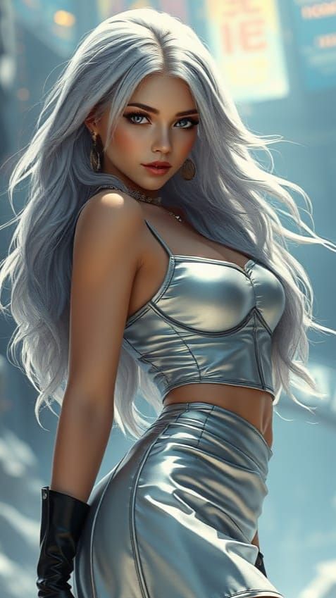 Goddess of Silver in Futuristic Splendor