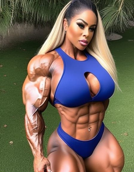 Voluptuous Bodybuilder Angela Salvagno Posing in Studio