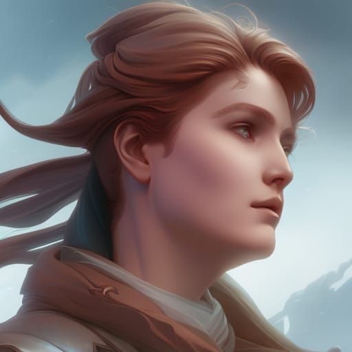 Expressive Portrait of Sadness and Anxiety in Art Nouveau St...