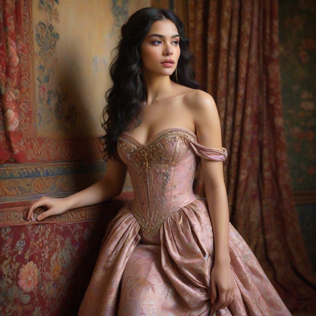 Elegant Portrait of Woman in Renaissance Gown