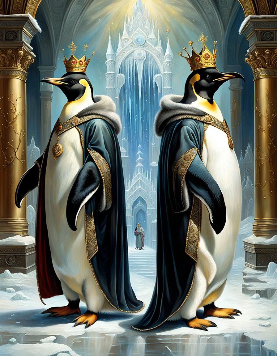 Renaissance Emperor Penguins in Ice Palace
