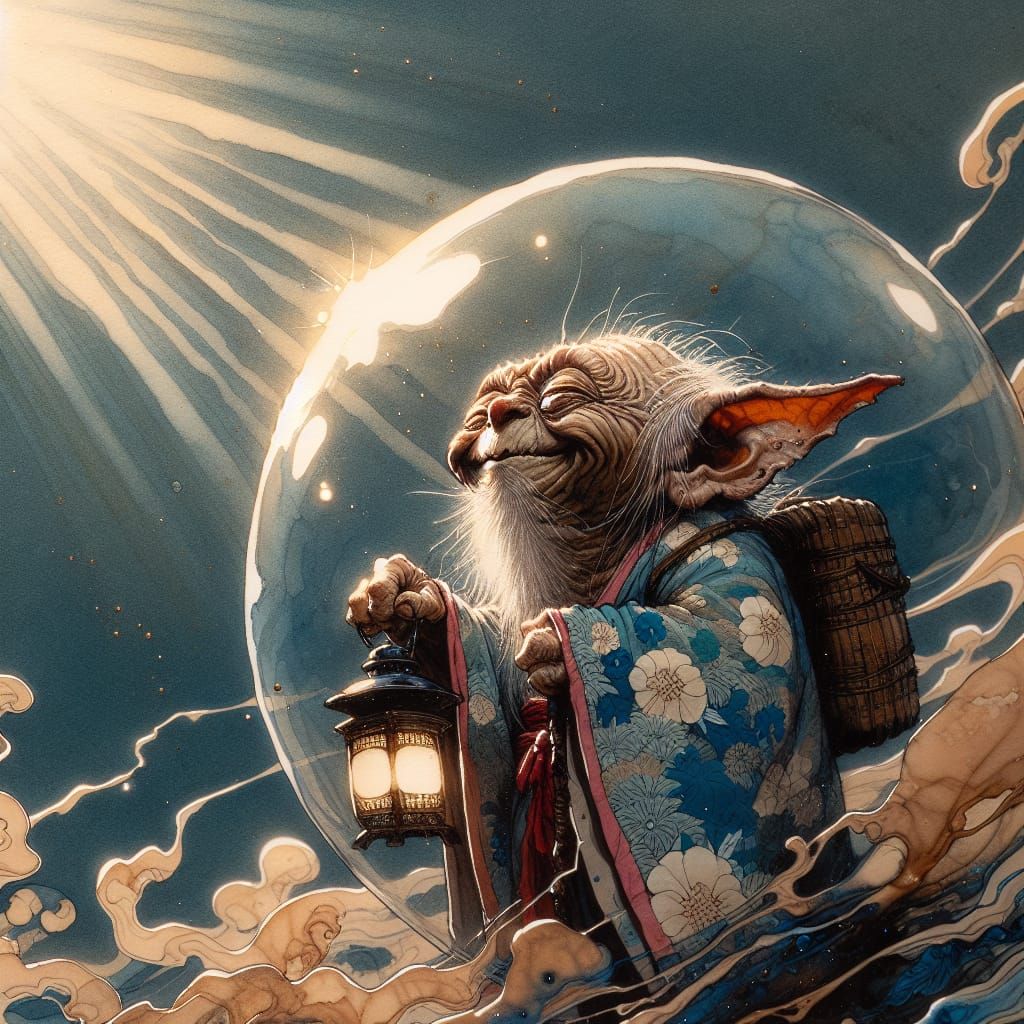 Gremlin Travels in Bubble, Ukiyo-e Style