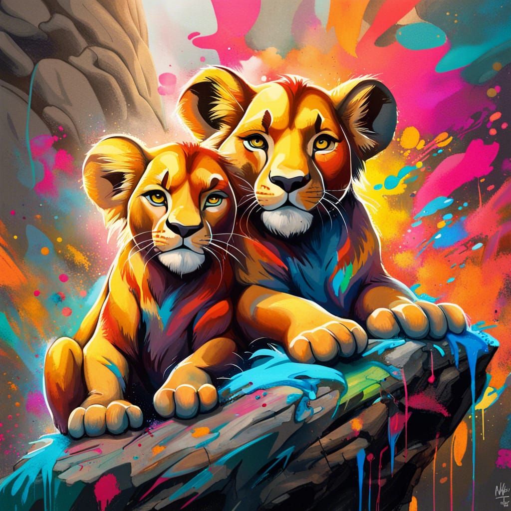 Simba and Nala on pride rock