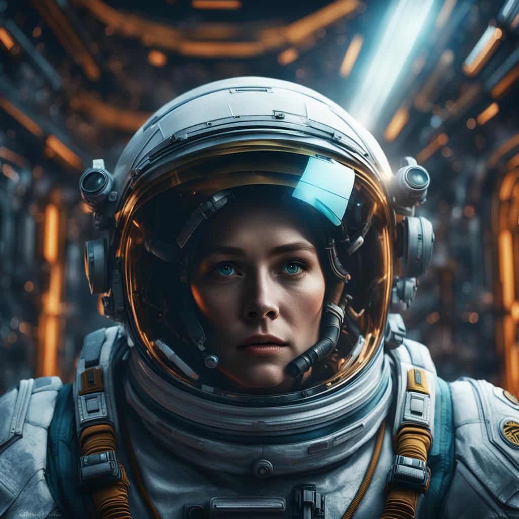 Woman in Spacesuit: Dramatic Digital Matte Painting