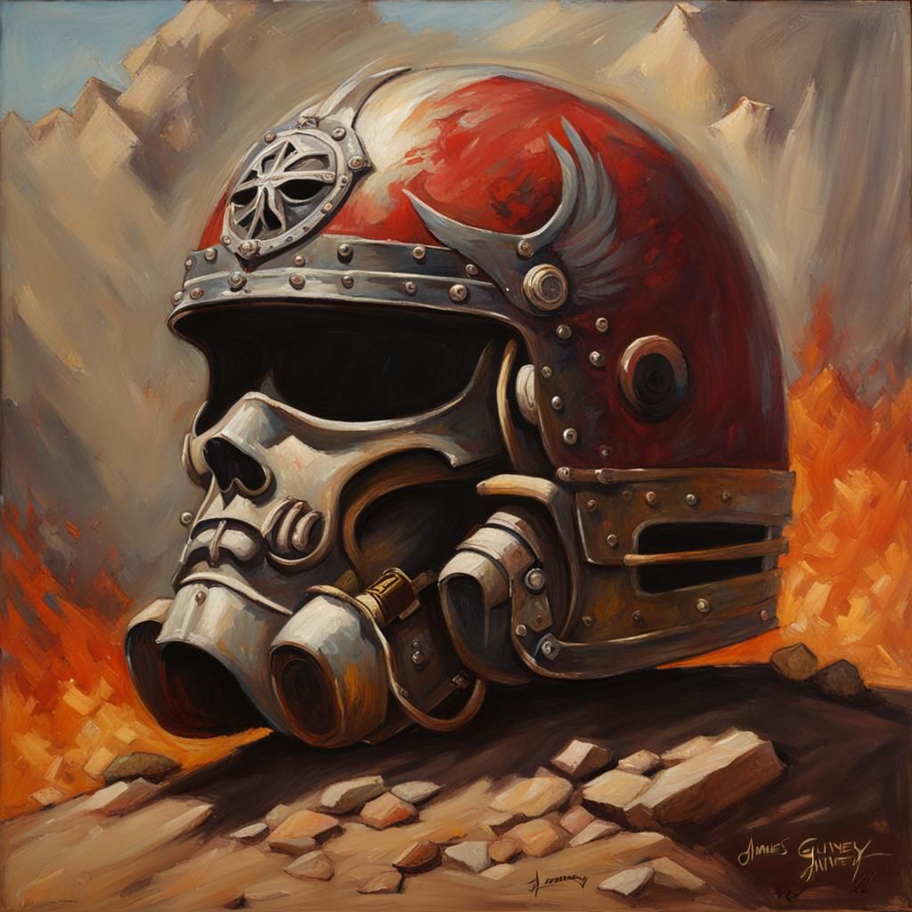 Hell Angel Helmet Oil Painting