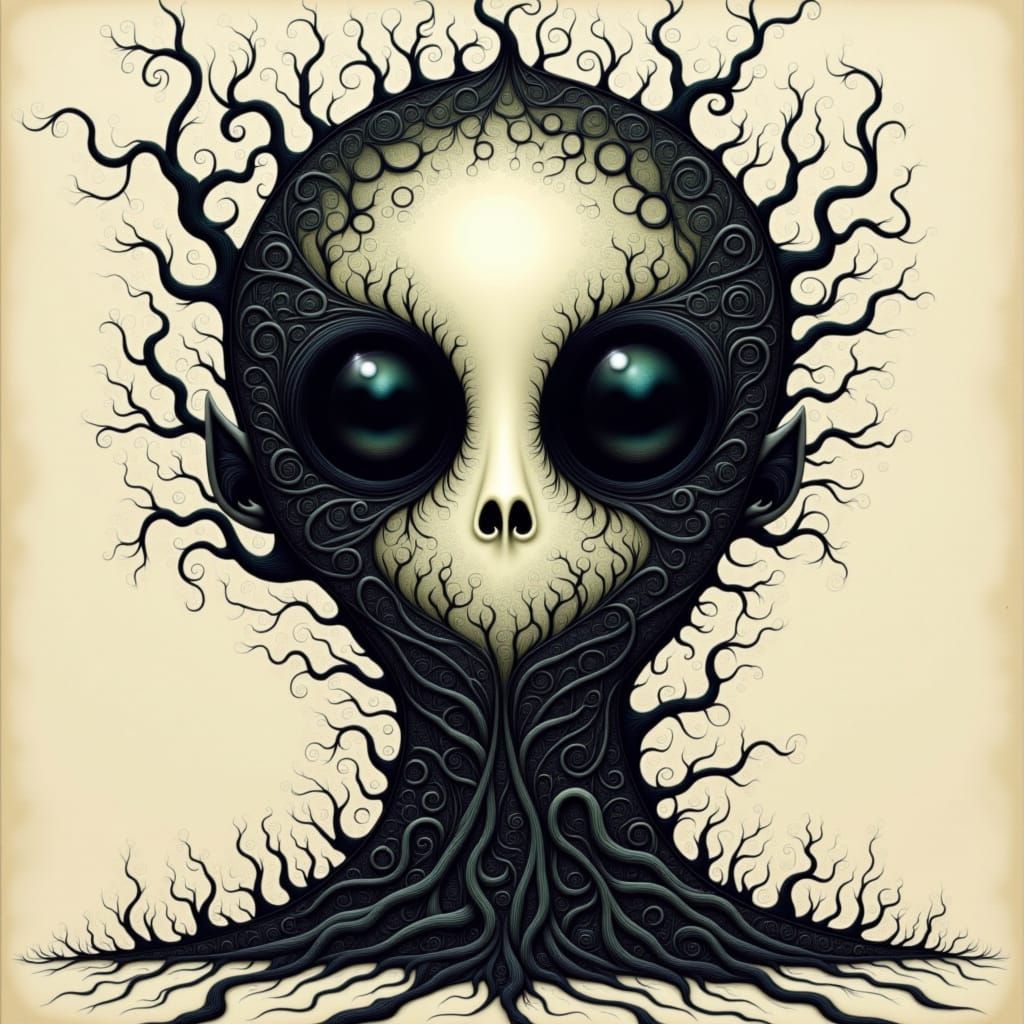 Stylized Figure of Silence in Dark Fantasy Style