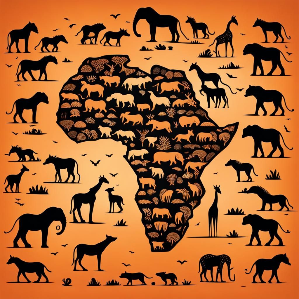 African Animals Carved into Pumpkin