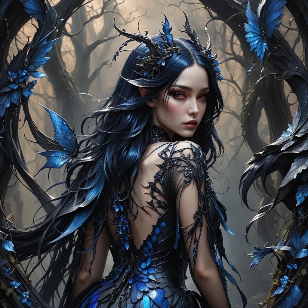 Hyperrealistic Dark Fantasy Woman with Demon Wings