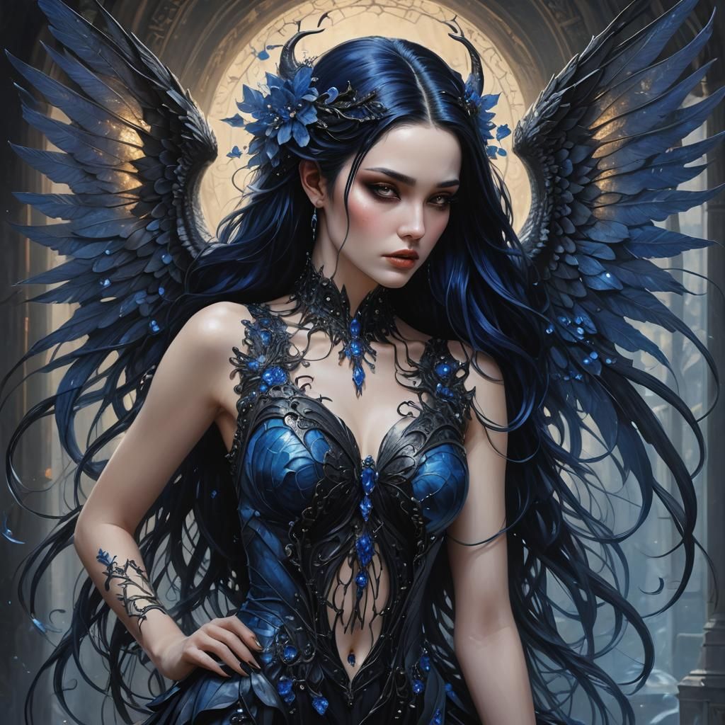 Ethereal Gothic Beauty with Demon Wings