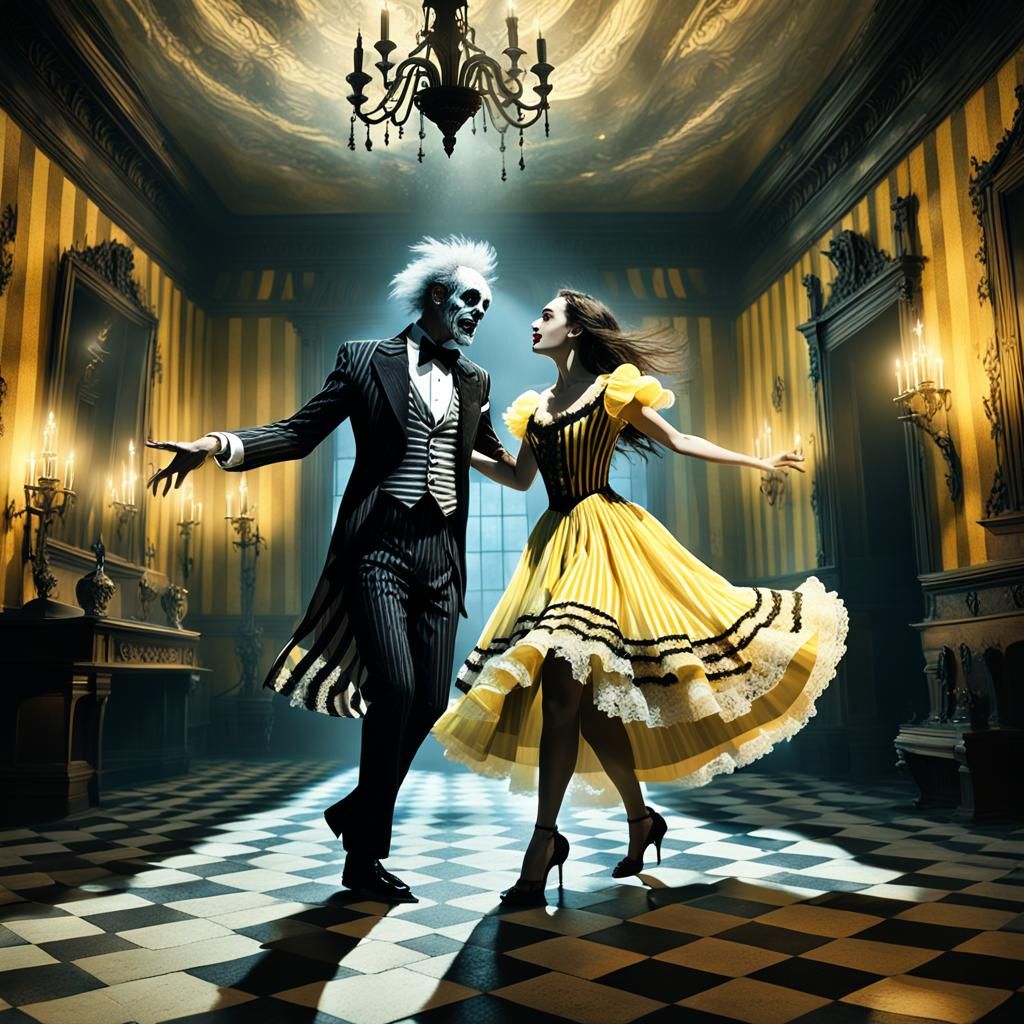 Beetlejuice and Lydia Dance: Fantasy Concept Art
