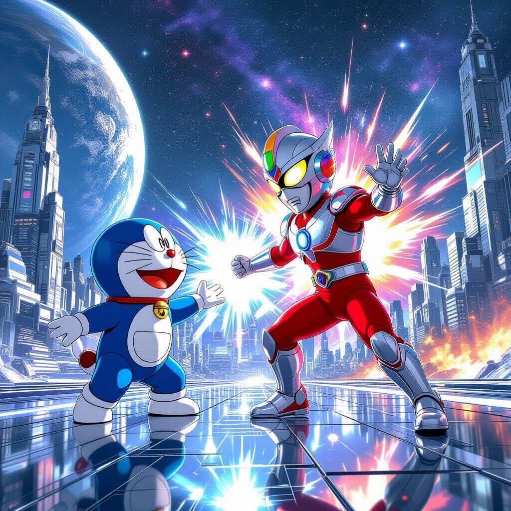 Evolved Doraemon & Ultraman Defend Earth in Sci-Fi Battle