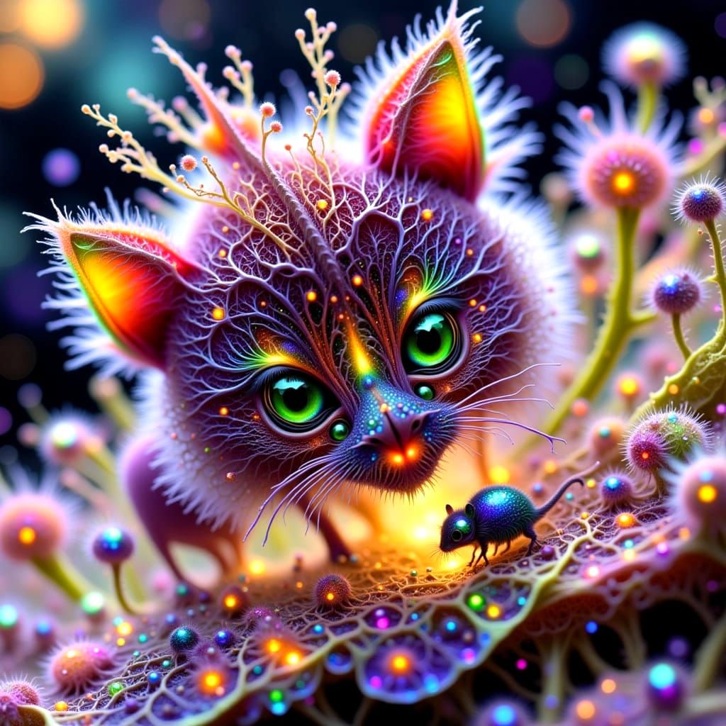 Cat Chasing Mouse in Microscopic Dream Realm