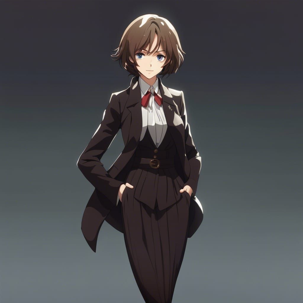 Anime Woman in Dark Suit