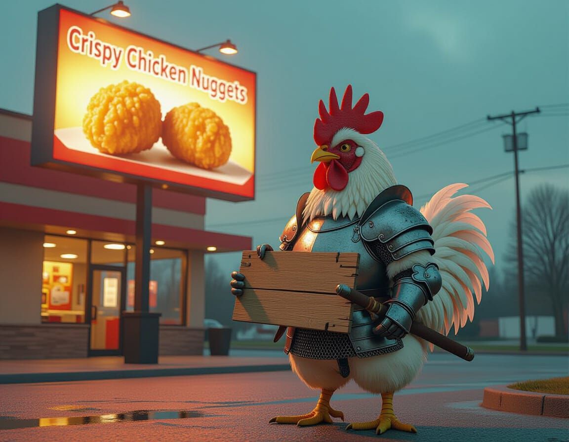 Medieval Chicken at Fast Food Restaurant