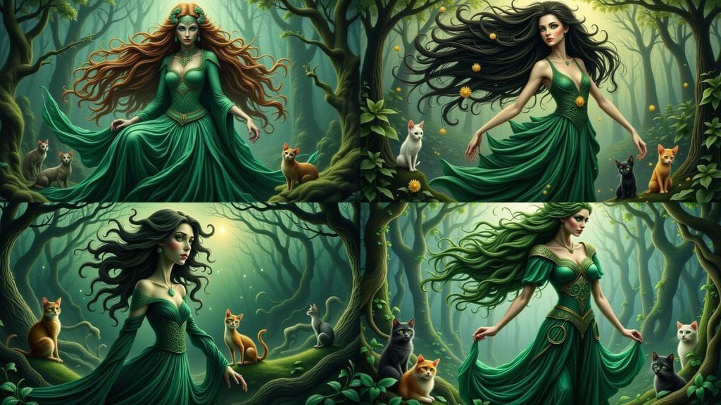 Surreal Celtic Goddess in Whimsical Nouveau Style