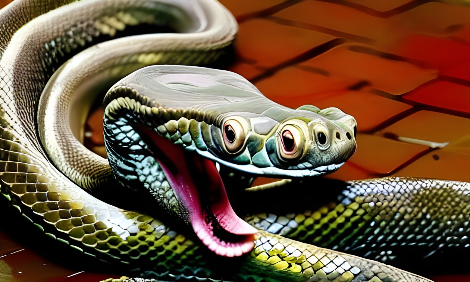 Surreal Snake-Legged Creature With Flowering Fountain