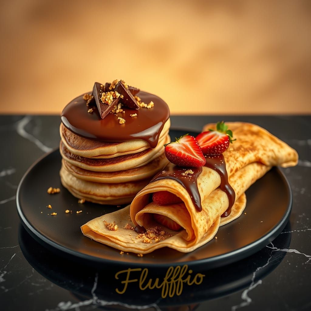 Elegant Golden Pancake Dessert in Glamorous Style