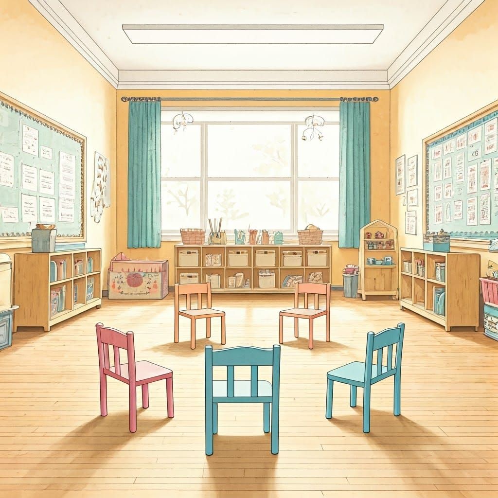 Whimsical Kindergarten Classroom in Light Blue and Smoky Pin...