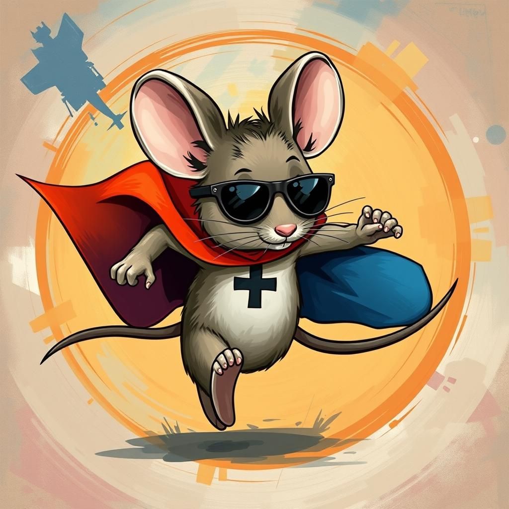 Mouse Superhero Running in Circles: Abstract Art